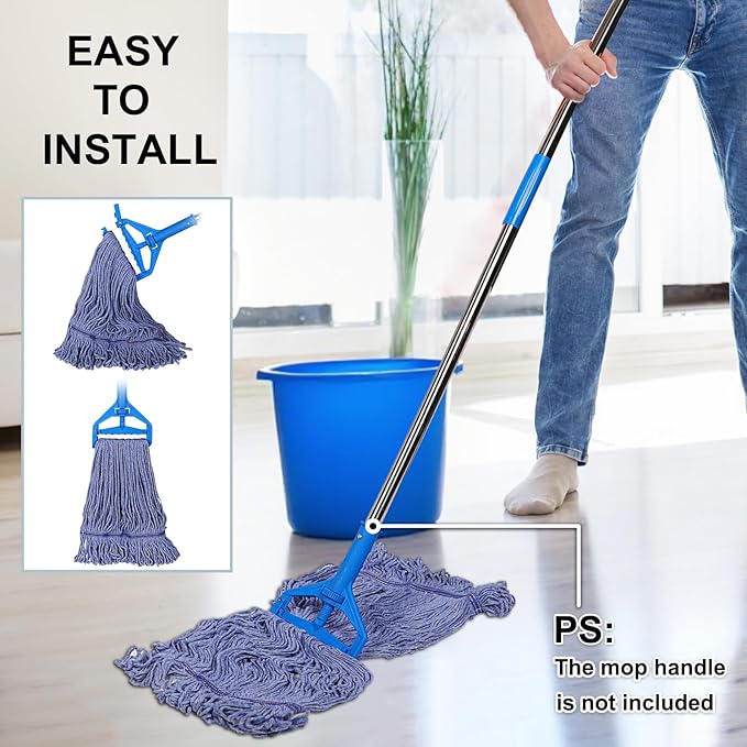 JERIA 4 Pack Heavy Duty Mop Head Replacements,String Mop Head for Commercial,Used for Home,Office and Kitchen,Washable,Reusable Mop