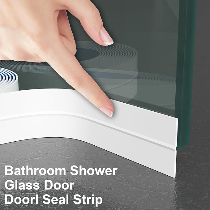 Heavy-Duty 36 ft x 3 in Weather Stripping, Extra Thick 2mm Door Draft Stopper Silicone Seal Strip for House and Glass Shower Doors for Collision and Side Gaps of Door and Windows, White