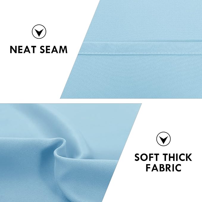DWCN Blackout Curtains for Bedroom – Thermal Insulated Energy Saving Drapes for Living Room, Light Blue, W 38 x L 84 Inch, Set of 2 Rod Pocket Curtain Panels