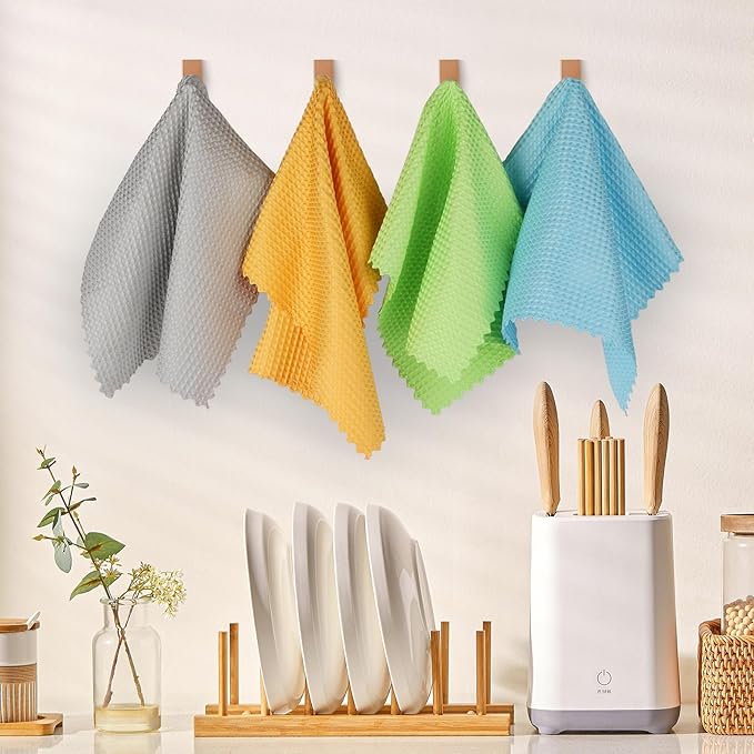 AIDEA Microfiber Glass Cleaning Cloth 12PK, Lint Free Cloth Polishing Cleaning Rags, Stainless Steel Wipes, Kitchen Dishcloths, Microfiber Towels for Car Detailing, Window, Home, 11×11"