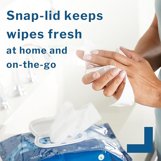 McKesson Washcloth Wipes, Scented - Disposable Wet Wipes for Adults - Alcohol-Free - No-Rinse Formula - Snap Lid Soft Pack, 48 Count, 1 Pack