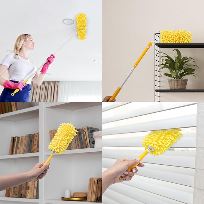 KeFanta Reusable Duster Refill for Swiffer, 360° Heavy Duty Duster Refills 8Pcs with 1 Handle, Washable Microfiber Dusters for Cleaning
