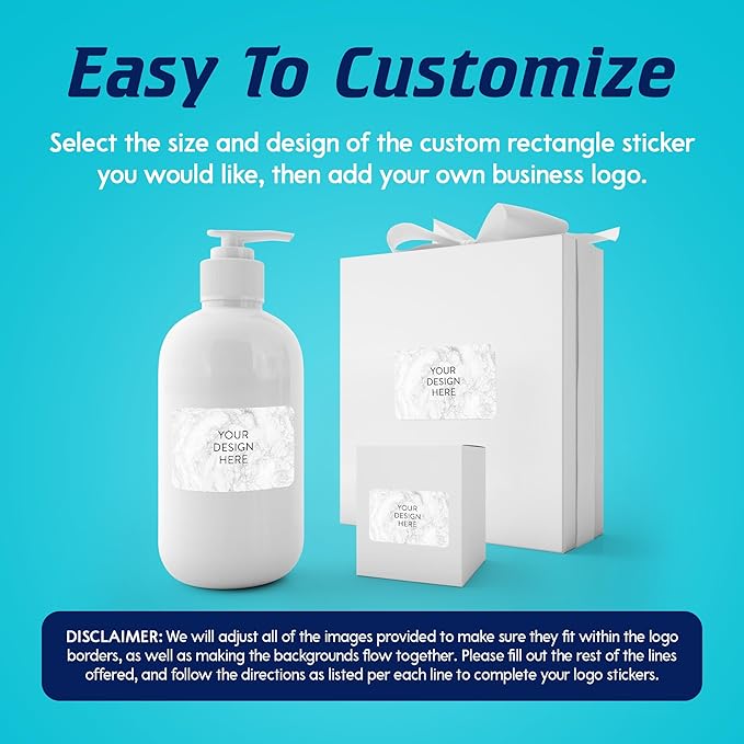 100 Custom Vinyl Stickers - Upload Your own Image, Text, Design, Logo - Personalized Logo Labels for Handmade, Packaging, Bottle, Jars, Candle, Brand Stickers (Silver Marble, 3x2)