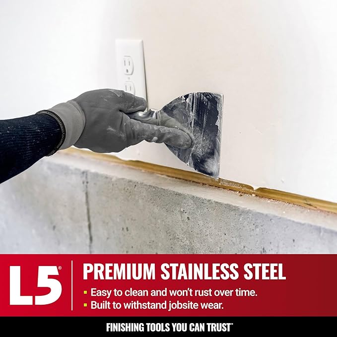 6" All Stainless Steel Joint Knife - LEVEL5 | Professional Grade Putty Blade, Premium Polished All-Metal, Precision Ground Edge, Ergonomic, Corrosion Resistant | 5-406
