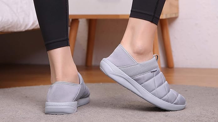 KUBUA Slippers for Men and Womens Indoor House Shoes Plush Slip on Outdoor Garden Loafers