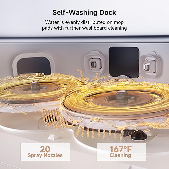 Mova P50 Pro Ultra Robot Vacuum and Mop, 19,000Pa Suction with Anti-Tangle Brush, Removable & Liftable Mop for Carpet & Floor, 167℉ Mop & Washboard Self Drying & Cleaning, Auto Empty & Refill