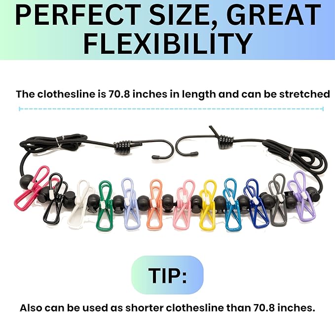 Magnetic Clothesline for Cruise Ship Cabin Approved - Strong Rubber Coated Non-Scratch Magnets, Travel Clothesline for Cruise Ship Essentials 2025 Updated Stronger Magnets