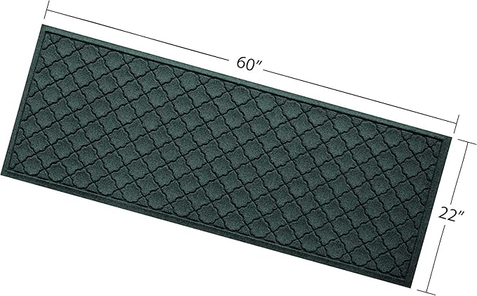 WaterHog Heavy Duty Runner Door Mat, 2' x 5', Made in USA, Durable & Skid-Resistant Entryway Mat, Water-Trapping, Indoor/Outdoor Decorative Floor Covering, Cordova Collection, Evergreen