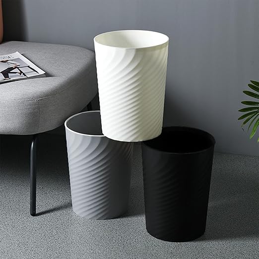Small Bathroom Trash Can 1.8 Gallon Wastebasket Recycling Bin for Bedroom Office Kitchen (Black White, 2 Pack)