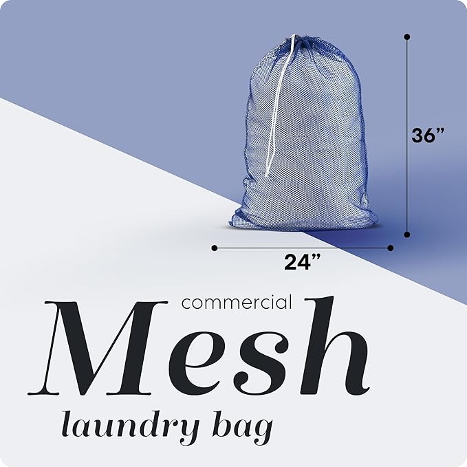 Handy Laundry Mesh XL Laundry Bags - Pack of 2 - Durable, Machine Washable with Secure Drawstring Closure - Perfect for College Dorms, Laundromats, Apartments (Blue, Large 24" x 36", 2-Pack)