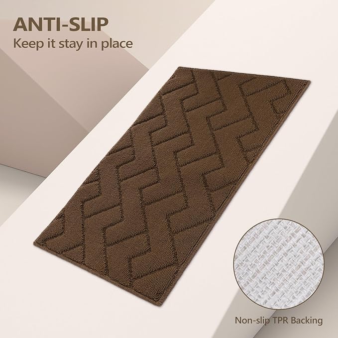 hicorfe Indoor Doormat,Front Back Door Mat TPR Backing Non Slip Mats 20"x31.5" Absorbent Resist Dirt Entrance Doormat Inside Floor for Entryway Washable Low-Profile(Dark Brown)