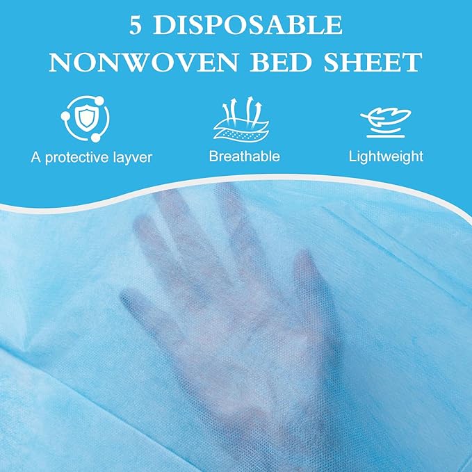 100 Pack Disposable Bed Sheets – 31.5 x 71 in Waterproof Non-woven Sheets for Massage, Spa, Tattoo & Salon Tables(Blue)