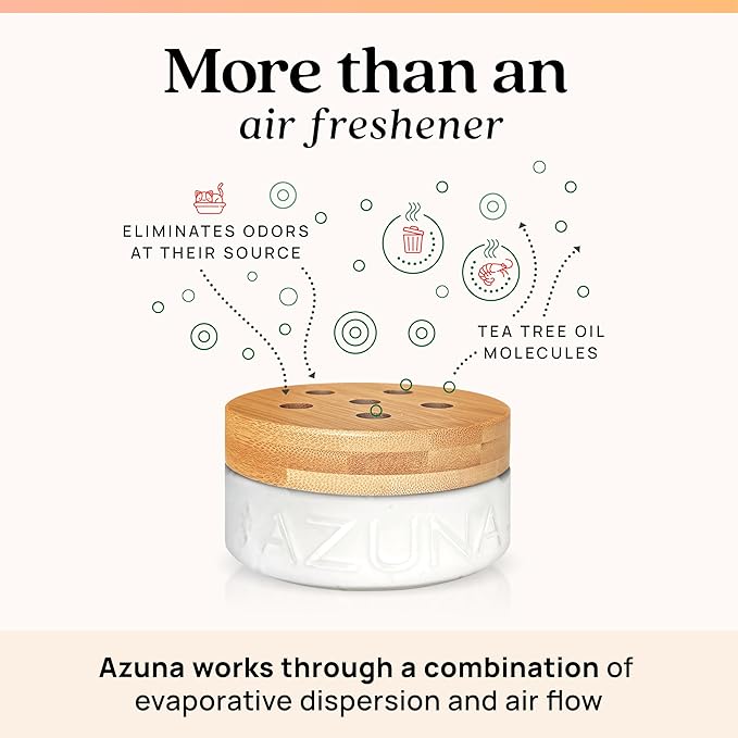 Azuna Air Freshener & Odor Eliminator for Strong Odor | 4 Room Kit Includes (4) Empty Luxe Glass Jar & 24oz Gel Refill with Tea Tree Essential Oil | Simply Citrus | Last 60-90 Days