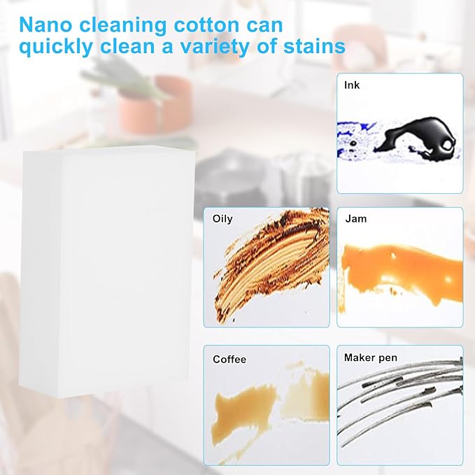2X Density Magic Sponge Eraser,50 Pack Multi-Functional Household Cleaning Sponge for Furniture,Extra Thick and Long Lasting Melamine Cleaning Sponges for Bathroom,Floor, Wall Cleaner (50)