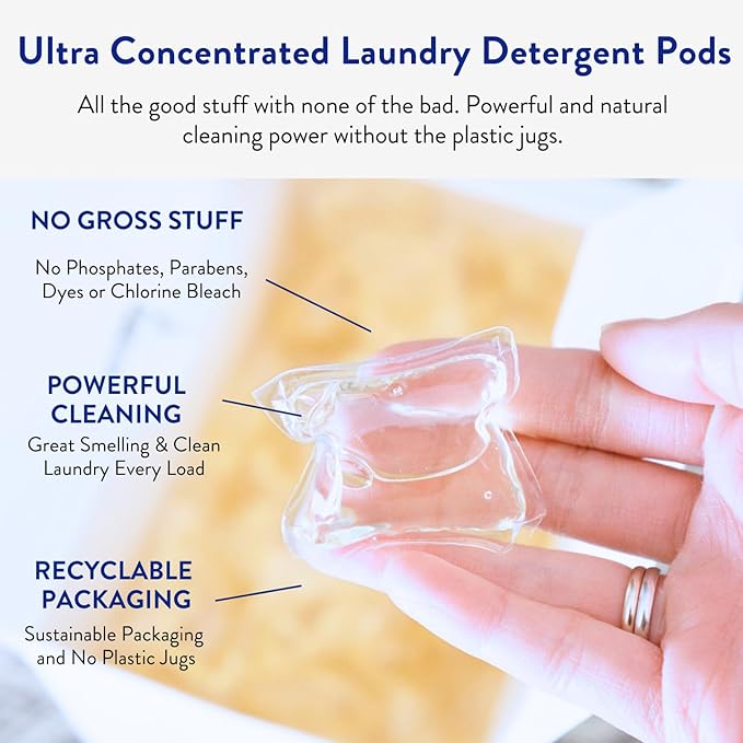 The Clean People Ultra Concentrated Laundry Detergent Pods, 192 Count, Fragrance Free, Plant-Based, Plastic Free, Septic Safe, Good for Sensitive Skin, Effective, Eco-Friendly