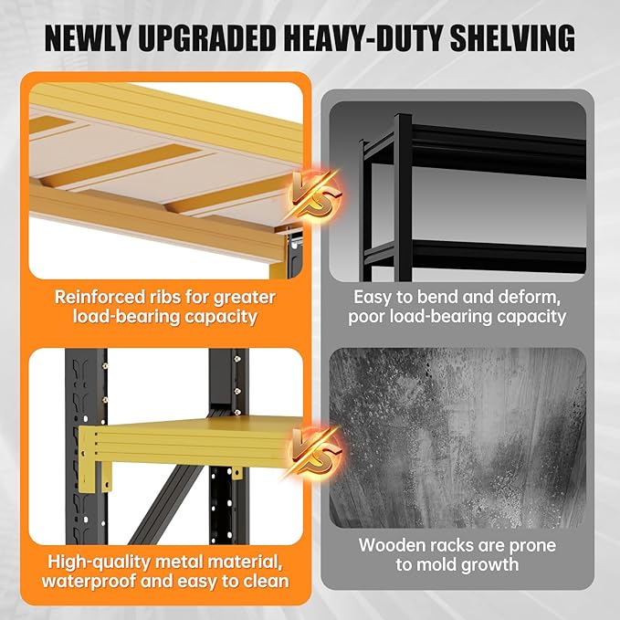 4000LBS Storage Shelves Heavy Duty, 48" W Metal Garage Shelving Units, 4 Tier Adjustable Shelf, Garage Storage Shelves Rack, Industrial Shelving for Warehouse, Basement,48" W x 24" D x 79" H