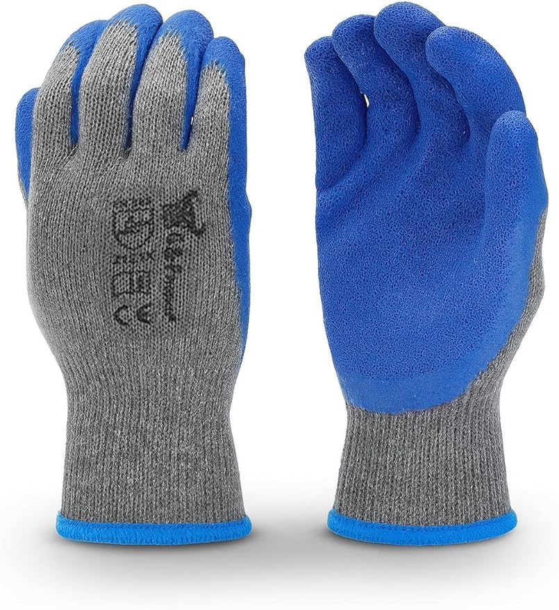 G & F Products - 3100XL-10 120 Pairs X-Large Rubber Latex Double Coated Work Gloves for Construction, gardening gloves, heavy duty Cotton Blend Blue