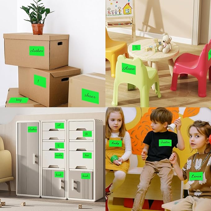 STARLIBOO 3"X5" Rectangle Color Coding Labels, Removable Square Label Inventory Stickers, Permanent Warehouse Moving Box Square Label (250Labels, Fluorescent Green)