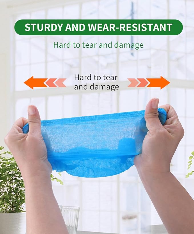 50Pcs(25 Pairs) Non-Woven Shoe Covers Disposable Non Slip for Indoors, Breathable | Durable | Boot Covers, Fits Up to Size 13 US Men (Blue)