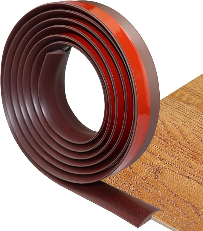 Floor Transition Strip Self Adhesive Carpet & Flooring Transitions Edging Trim Strip PVC Threshold Transitions Suitable for Threshold Height Less Than 5mm (10Ft, Wood Grain Coffee)