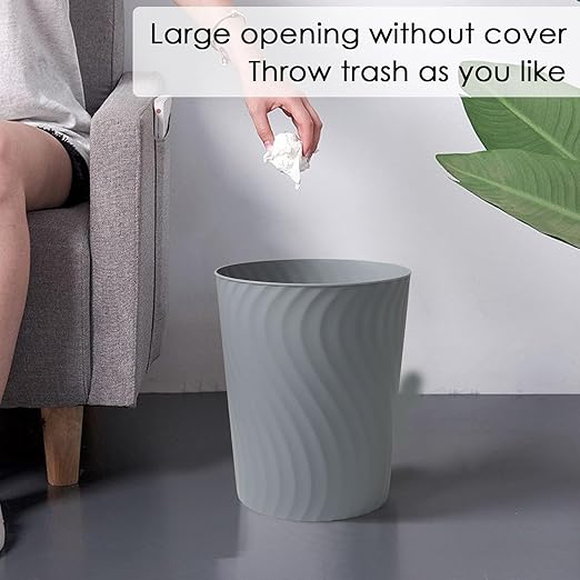 YGJT Small Trash Can, 3 Pack 1.8 Gallons Bathroom Trash Can, Slim Waste Basket, Round Garbage Can, Plastic Trash Bin for Kitchen, Dorm, Bedroom, Office, Living Room, Study, Compact Spaces(Grey)