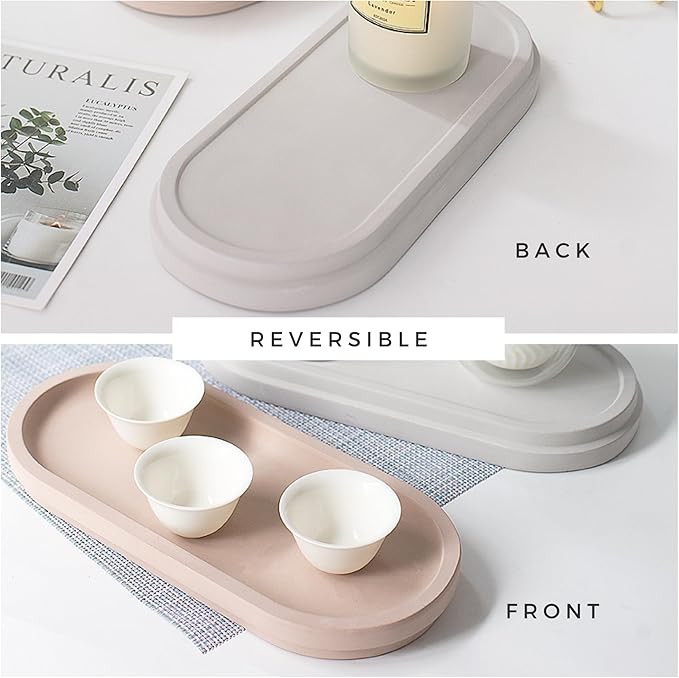 Selegna Diatomaceous Earth Stone Sink Tray - Quick Drying, Reversible Tray for Kitchen & Bathroom Countertop Organizer, Use as Bottle Drying Rack, Sink Caddy, Vanity Organizer, Tea Tray, Sponge Holder