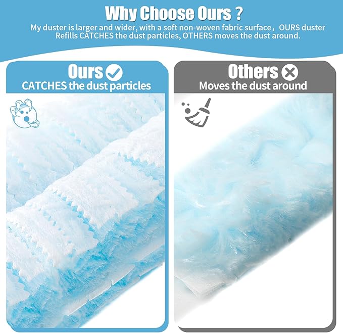 40 Count 360° Heavy Duty Duster Refills Compatible with Swiffer,Large Size-Extra Thick Disposable Electrostatic Duster Refill with 1 Retractable Handle(35-inch Length Fully expanded)