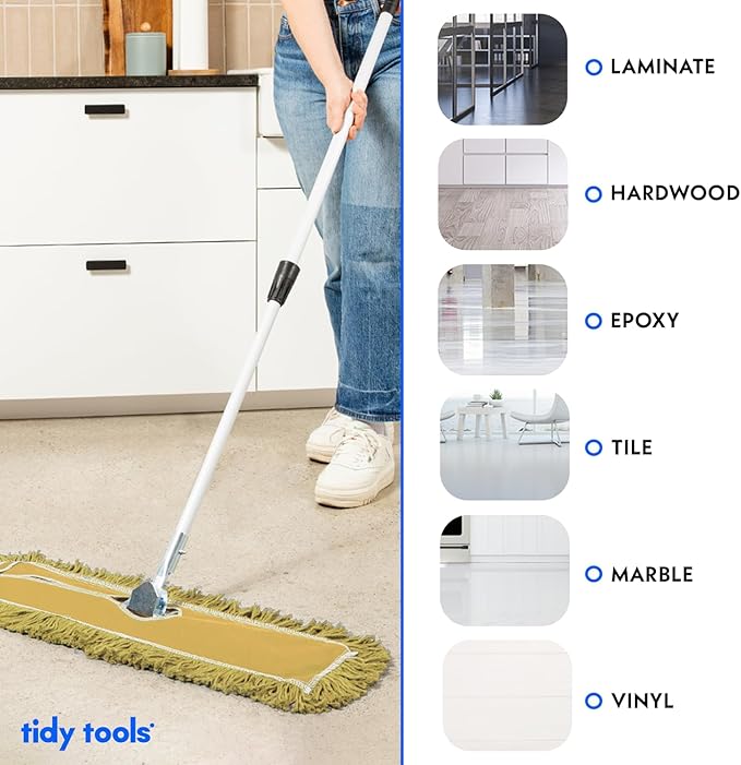 48 Inch Yellow Commercial Dust Mop & Floor Sweeper with Extendable Handle – Mop for Hardwood, Tile, and Concrete Floor Cleaning