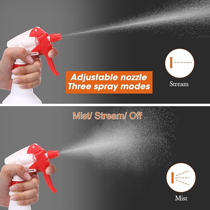 Eccliy 12 Pcs 16 Oz Plastic Spray Bottle, Adjustable Empty Reusable Sprayer for Cleaning, Planting, Water, Bathroom and Kitchen, BBQ, Commercial and Residential(Red,Original)