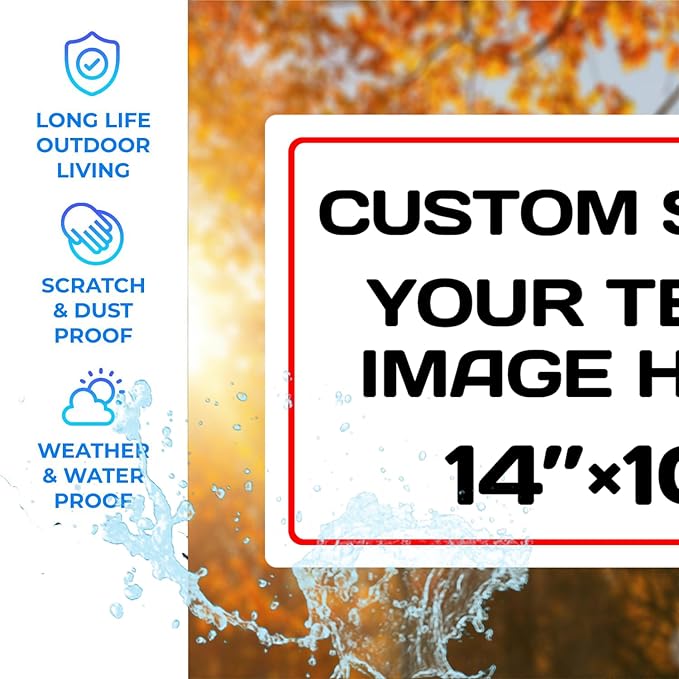 Personalized Aluminum Weatherproof Metal Signs - Custom Text & Picture, Multiple Sizes, Hazard, Garden, Custom Door & Business Signs