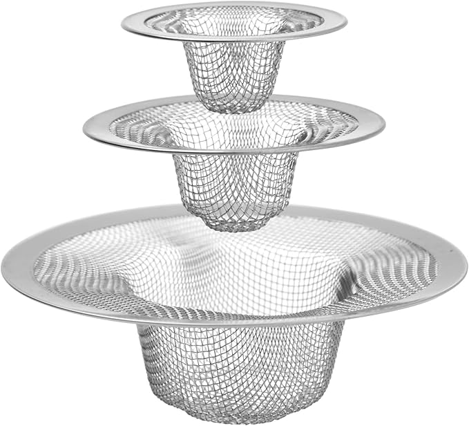 Juvale 4-Pack Stainless Steel Kitchen Sink Drain Strainer - Mesh Screen Sink Strainer and Hair Catcher for Bathroom (4.3", 2.8" and 2.1")
