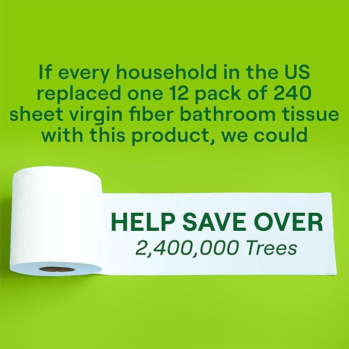 Seventh Generation Toilet Paper Recycled Bath Tissue 4-Pack 100% Recycled Paper 2-ply without Chlorine Bleach 12 Rolls
