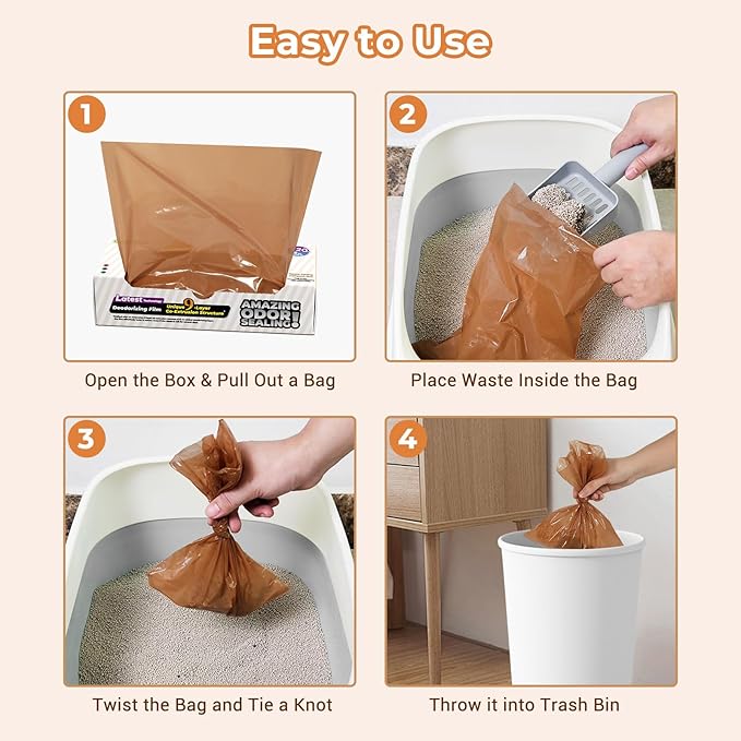 Odor Sealing Small Trash Bags Home & Food Use S-220 Count Disposable Bags, Durable and Unscented (Color:Brown)