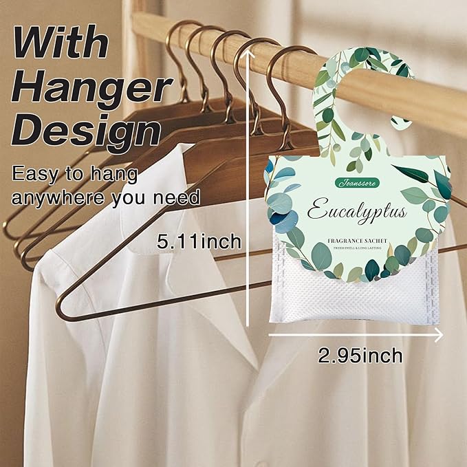 15 Packs Eucalyptus Scented Sachets Bag for Drawers and Closets, Air Freshener for Home Fragrance Sachet, Long-Lasting Hanging Closet Deodorizer Smell Goods for House