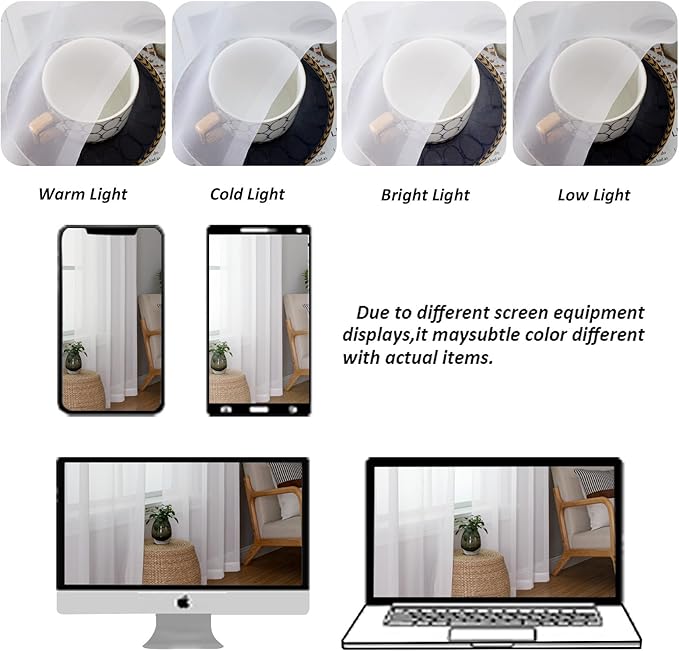 Chyhomenyc White Sheer Curtains 84 Inches Long 2 Panels, Light Filtering White Curtains for Living Room, Soft Gentle Voile Rod Pocket Bedroom Window Drapes, 59Wx84L Inch, 2PCS