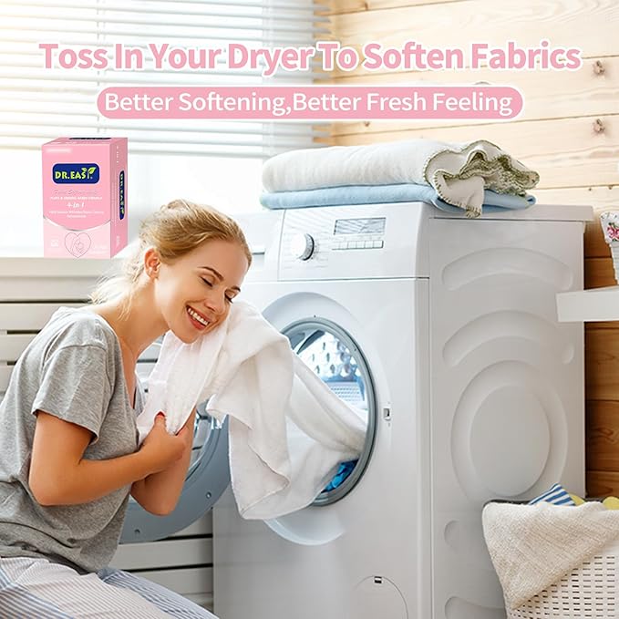 DR.EASY Dryer Sheets Plant Based Formula 252 Ct Super Caring,Softener sheets for Laundry Unscented No Dyes Reduce Static & Wrinkles Help Repel Pet Hair
