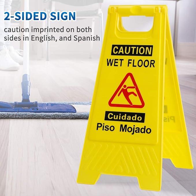 CERLMLAND wet floor signs 6 piece double-sided sign Widely used in various business environments. alerts clear identification using black text and red graphics