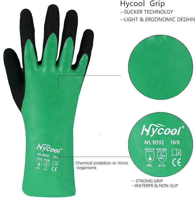 Nitrile Coating Chemical Resistant Gloves 1Pair