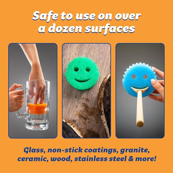 Scrub Daddy 6 Kitchen Sponges & 1 Daddy Caddy Dish Sponge Holder - BPA Free & Made with Polymer Foam - Stain & Odor Resistant, Scratch-Free Multipurpose Scrubbers