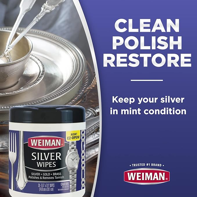 Weiman Jewelry Polish Cleaner, Tarnish Remover Wipes - 40 Count - Use on Silver Jewelry Antique Silver Gold Brass Copper and Aluminum
