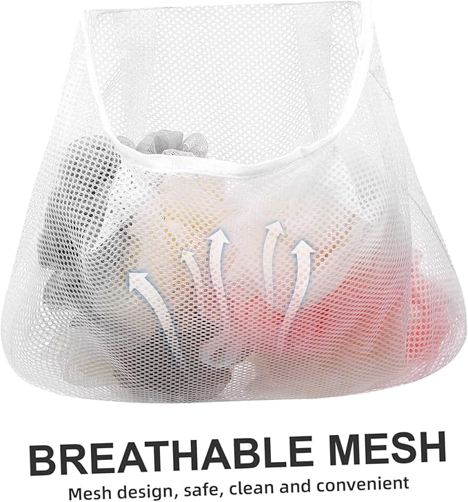 Cabilock 5pcs Mesh Hanging Bag Hanging Clothes Travel White Polyester Fruit