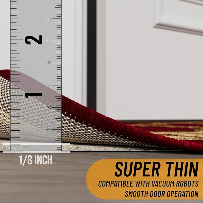 Ottomanson 7'8" x 12' Non-Slip Rug Pad Gripper 1/12 Inch Ultra Thin Dual Surface Felt + Rubber Gripper - Safe for All Floors, Cream
