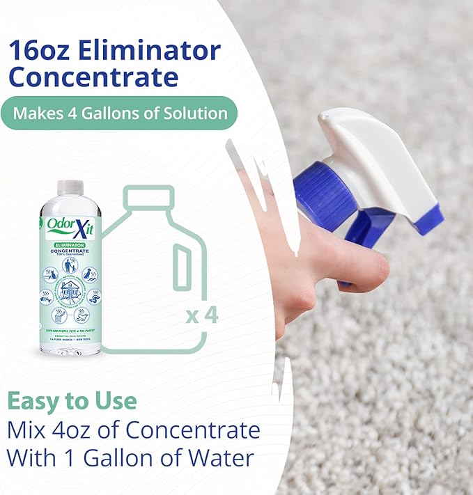 Concentrated Pet Urine Odor Eliminator, Ideal for Cat, Dog Poo and Urine Smell, Versatile & Natural Odor Neutralizer for Home and Outdoor Use, Deodorizer & Absorber, Concentrate, 16oz