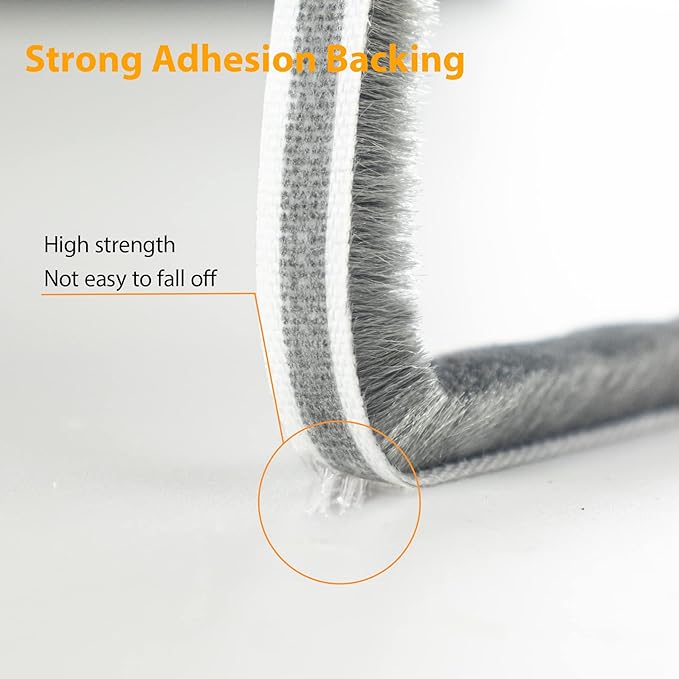 39.4FT Brush Weather Stripping, Neat Pile Self Adhesive Seal Strip for Windows and Door, Weatherstrip for Soundproofing, Windproof, Dustproof, Stronger Stickiness, 0.35'' Wide x 0.35'' Thick, Brown