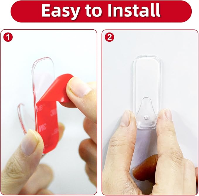 Wall Hooks for Hanging Heavy Duty, Medium 22 Self Adhesive Wall with 26 Strips no Damage, Transparent Sticky for Key, Shower,Towel, Coat, Door, Hat