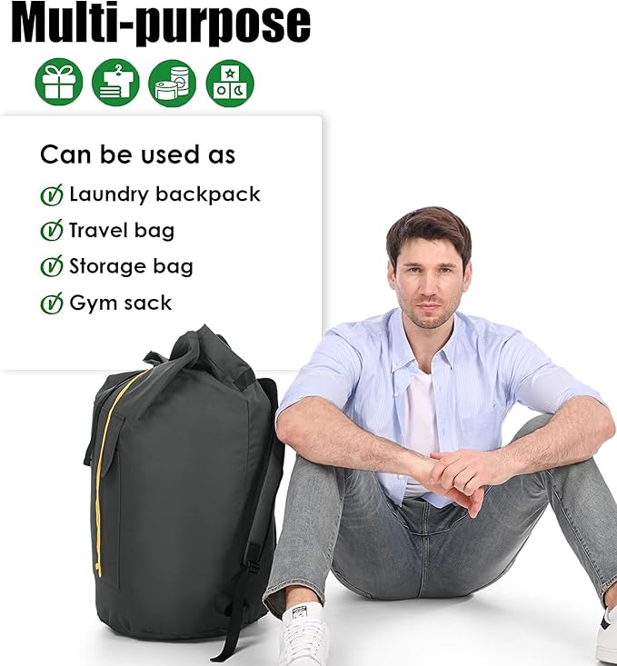 Laundry Backpack Bag, 115L Extra Large Laundry Bags with straps, Heavy Duty Laundry Bag Backpack, Portable Dirty Clothes Bag for College Dorm, Apartment, Laundromat, College Laundry Bag