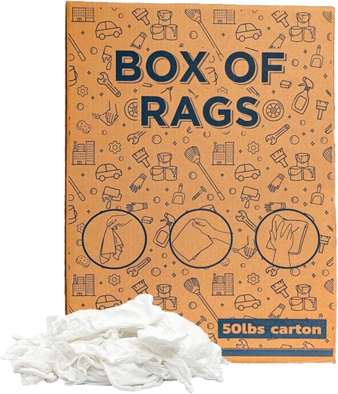Premium White Knit (600 lbs. Pallet 12x50 lbs. Box of Rags) T-Shirt Cleaning Rags – White Cotton Rag for Cleaning, Staining, Oil, Grease & Dusting – Shop Rags Bulk for Multipurpose
