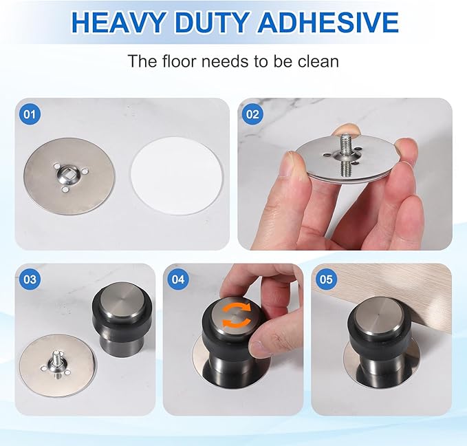 PATIKIL 2Set Round Door Stoppers, 80mm Stainless Steel Door Stop Doorstop Wedge Metal Cylinder Self Adhesive with Screw for Bottom of Door Floor Inside, Bronze