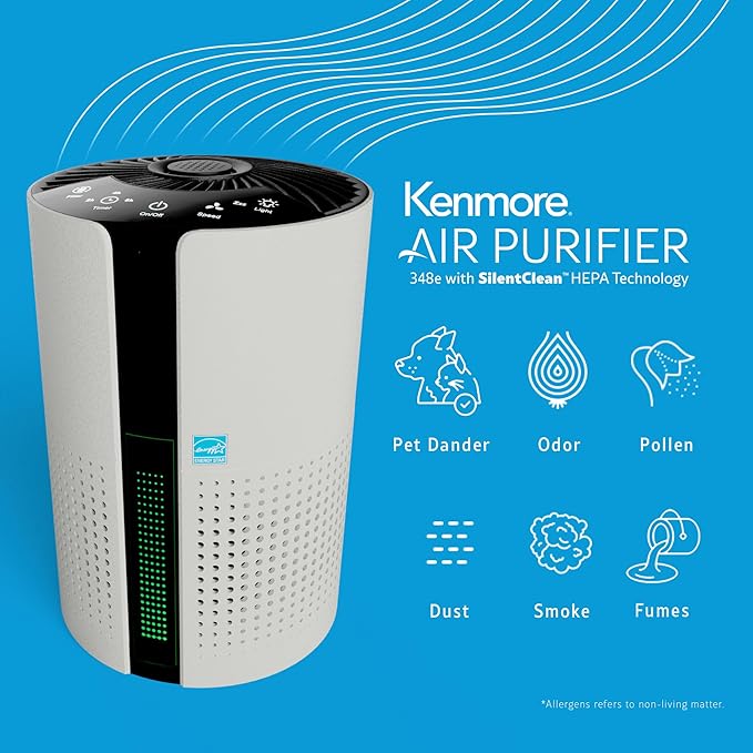 Kenmore PM1010 Air Purifiers for Bedroom Up to 348 Sq.Foot with H13 True HEPA Filter, Child Lock, Sleep Mode for Small Rooms