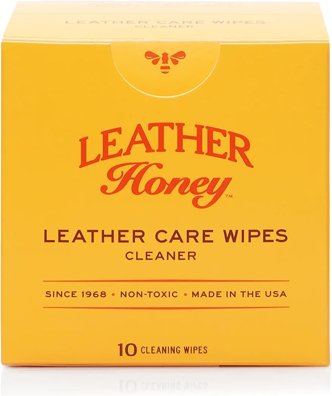 Leather Honey Cleaner Wipes: Clean Leather On-The-Go. 10 Cleaning Wipes for Leather, Faux & Vinyl: Any Color of Couches, Car Seats, Purses, Shoes & Bags. Made in the USA, Non-toxic & Ready-to-Use
